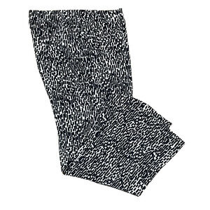 Chico's Sz 2 L 12-14 Wide Leg Pants Pull-On Geometric Print Navy & White Flowy